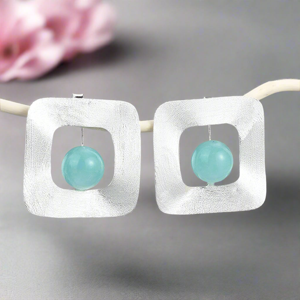 Minimalist Style Uneven Square Stud Earrings-Black Diamonds New York