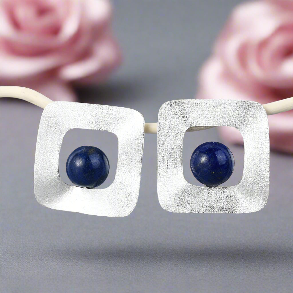 Minimalist Style Uneven Square Stud Earrings-Black Diamonds New York