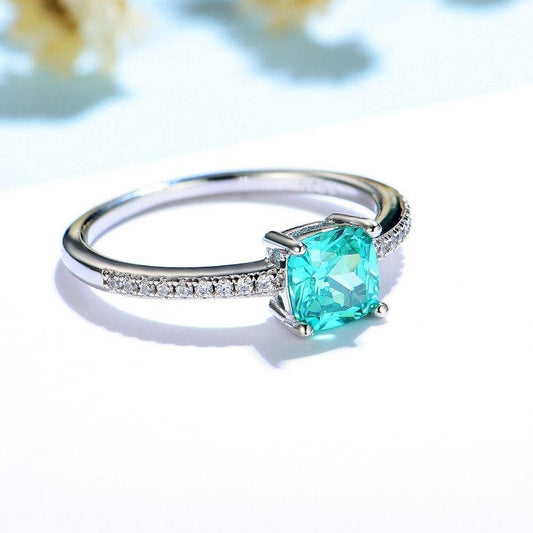 Mint Sapphire Paraiba Tourmaline Ring and Earrings Set-Black Diamonds New York