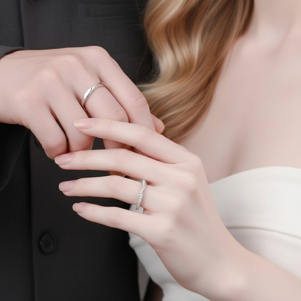 Diamond Option Couple Wedding Band-Black Diamonds New York
