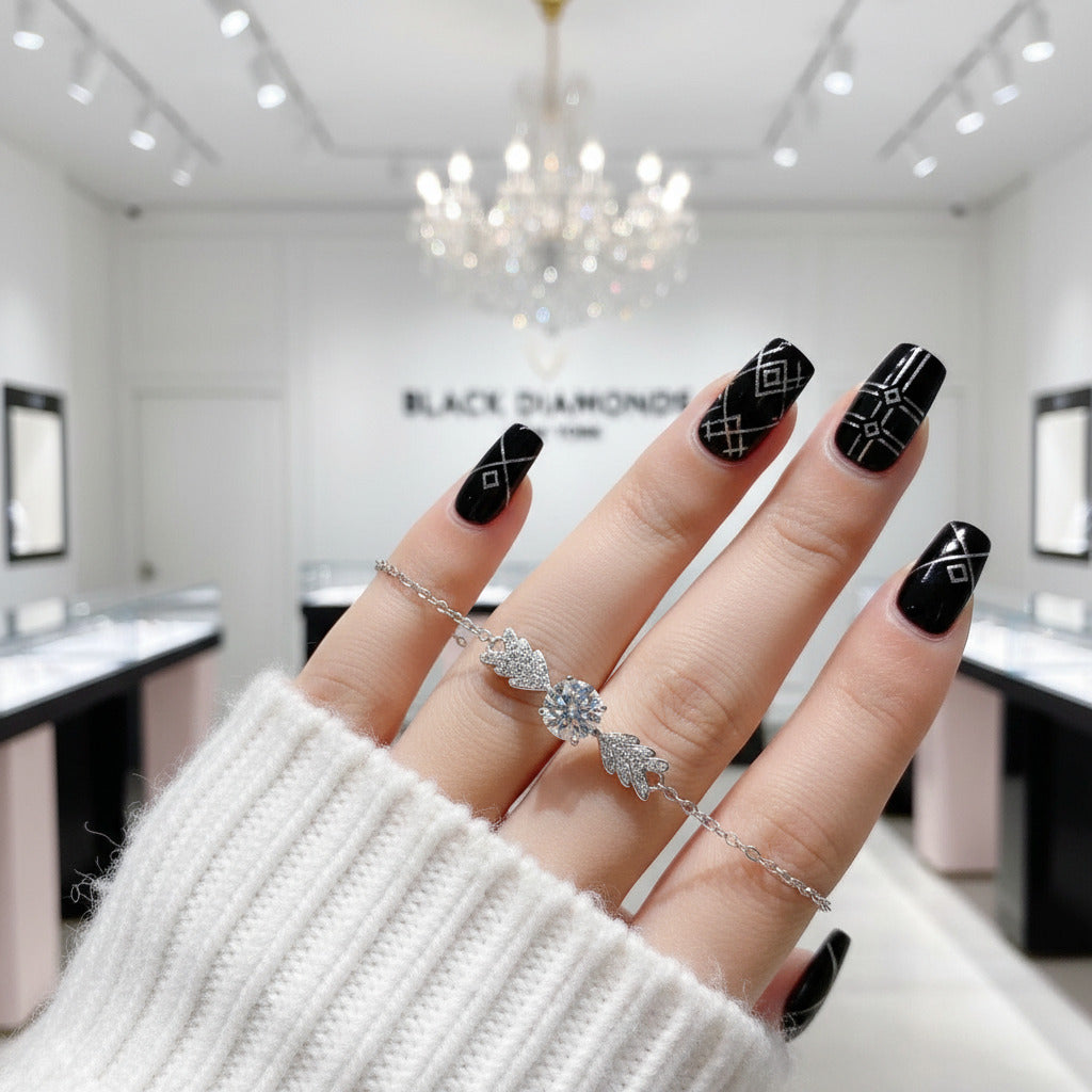 Diamond Option Cupid's Arrow Wedding Bracelet-Black Diamonds New York