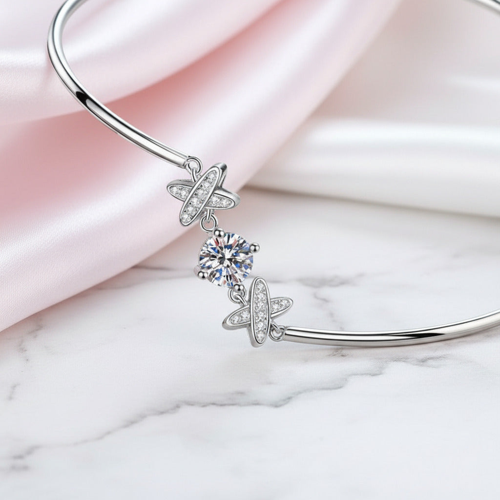Diamond Option Cute Cross Letter Bracelet-Black Diamonds New York