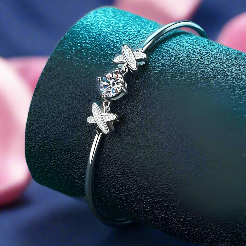 Diamond Cute Cross Letter Bracelet-Black Diamonds New York