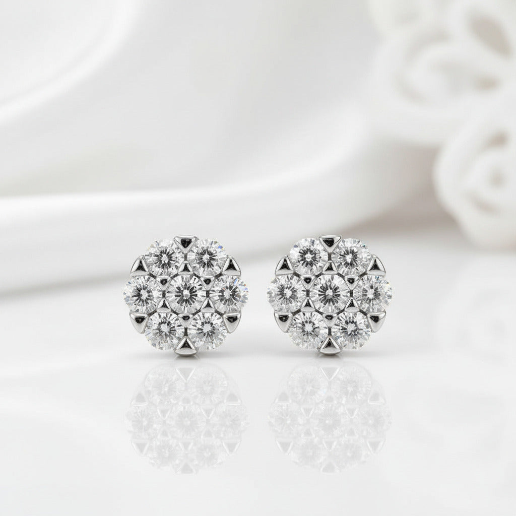 Diamond D Color Round Earrings-Black Diamonds New York