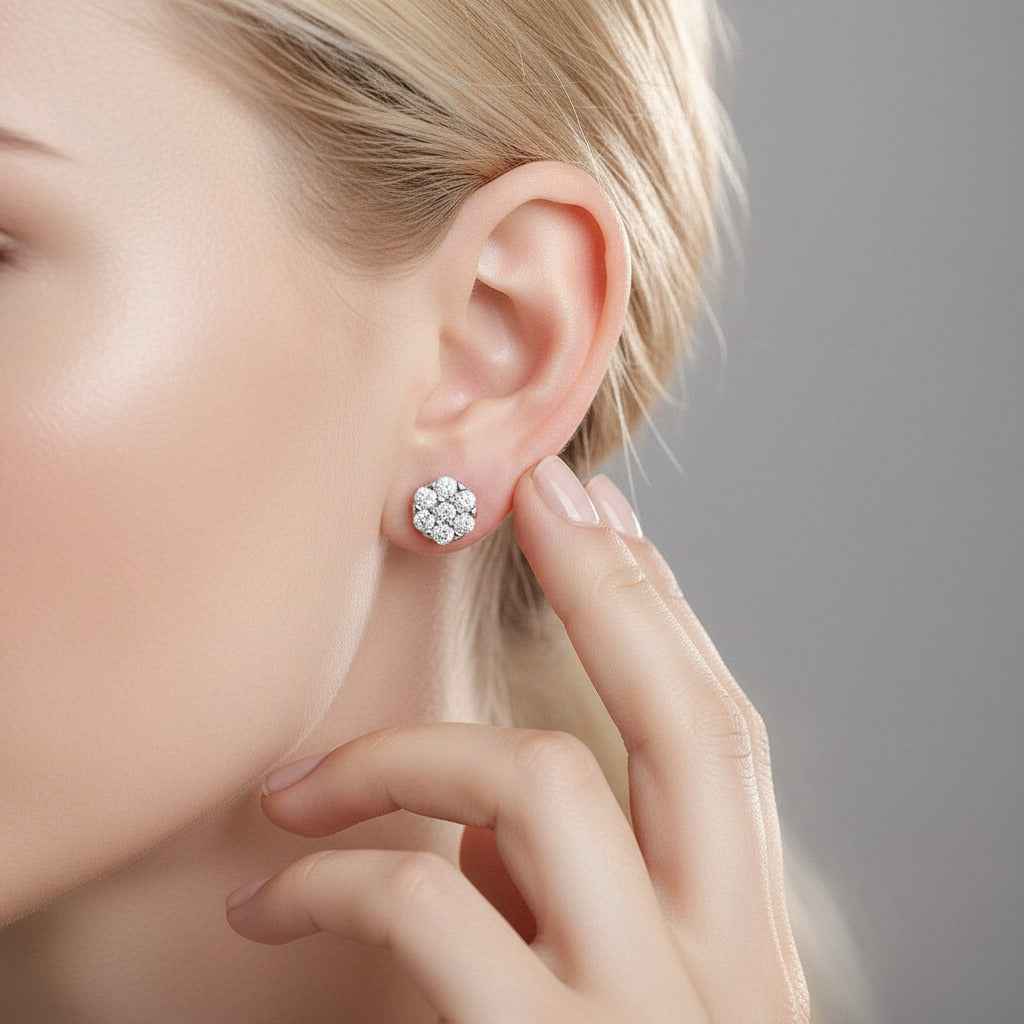 Diamond Option D Color Round Earrings-Black Diamonds New York