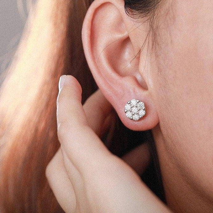 Diamond D Color Round Earrings-Black Diamonds New York