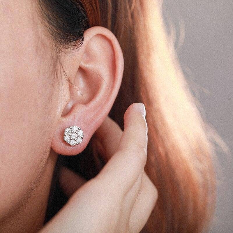 Moissanite Diamond D Color Round Earrings-Black Diamonds New York