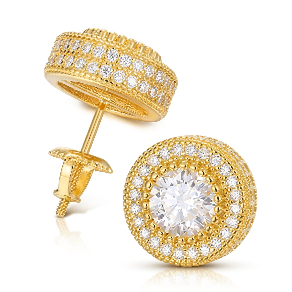 Round Cut Halo Diamond Option Earrings-Black Diamonds New York