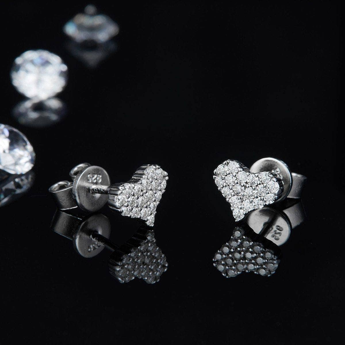 Moissanite Diamond Heart Pendant Necklace Earrings and Bracelet - Black Diamonds New York