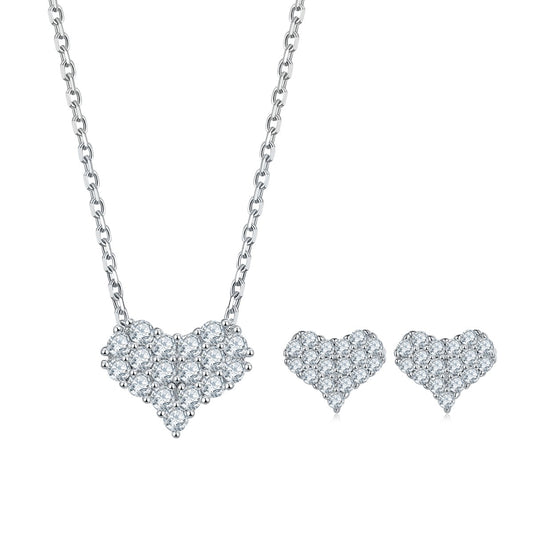 Moissanite Diamond Heart Jewelry Set-Black Diamonds New York
