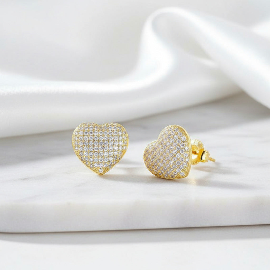 Diamond Option Heart Shape Earrings-Black Diamonds New York