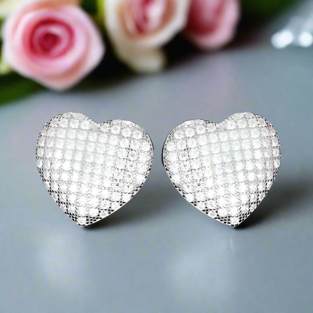 Diamond Heart Shape Earrings-Black Diamonds New York