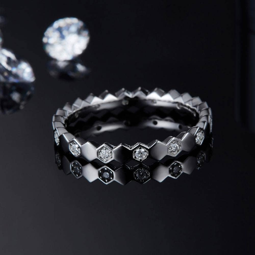 Moissanite Diamond Paved Wedding Band-Black Diamonds New York