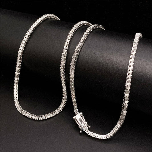 Moissanite Diamond Tennis Chain Necklace-Black Diamonds New York