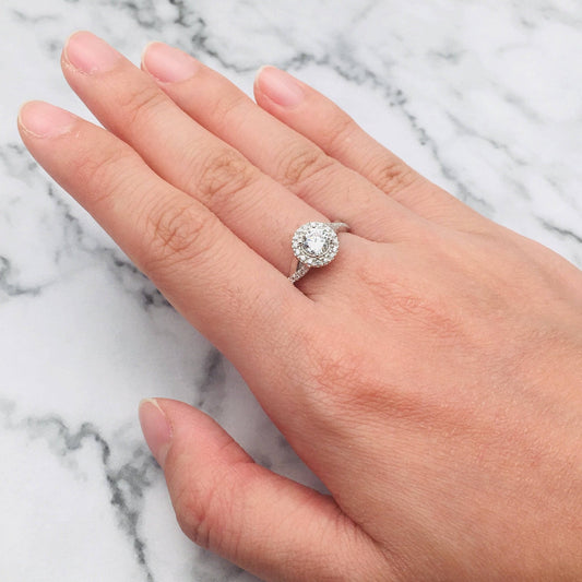 Moissanite Halo Elegant Round Cut Vintage Promise Ring - Black Diamonds New York