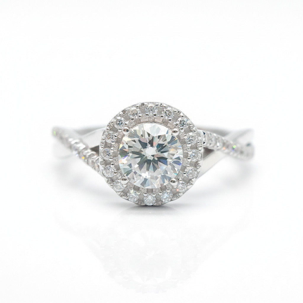 Diamond Option Halo Elegant Round Cut Vintage Promise Ring-Black Diamonds New York