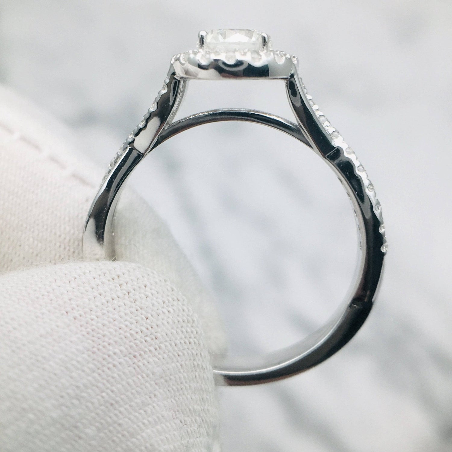 Diamond Halo Elegant Round Cut Vintage Promise Ring-Black Diamonds New York