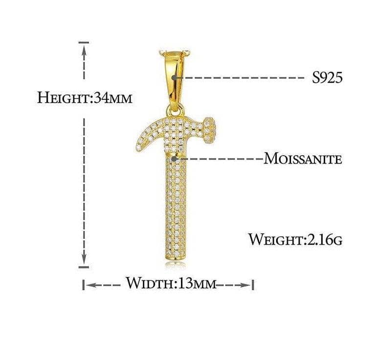 Moissanite Hammer Pendant Necklace-Black Diamonds New York