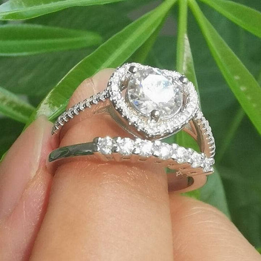 Moissanite Heart Engagement Ring Set-Black Diamonds New York