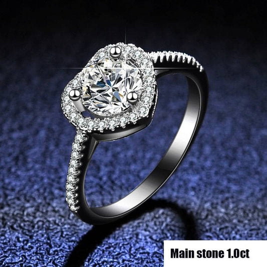 Moissanite Heart Engagement Ring Set-Black Diamonds New York
