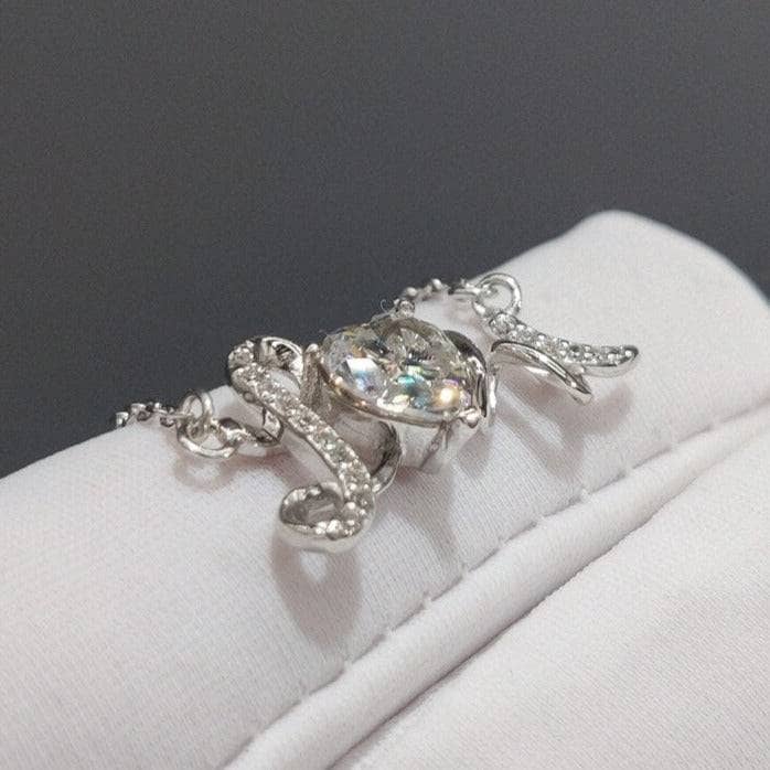 Moissanite Love Shaped Pendant Necklace-Black Diamonds New York