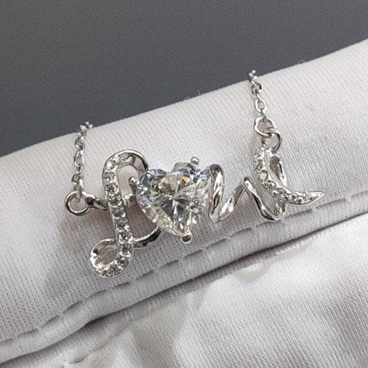 Diamond Love Shaped Pendant Necklace-Black Diamonds New York