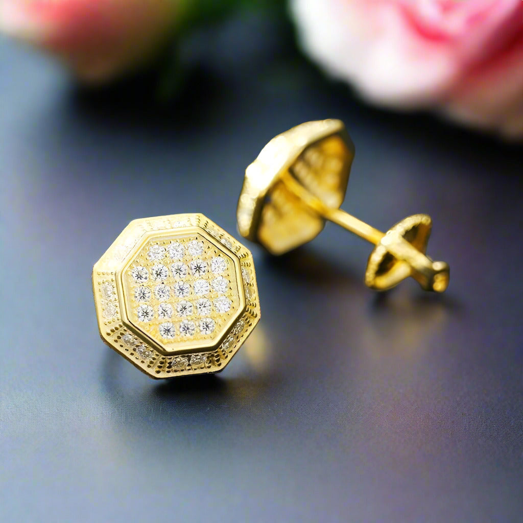 Diamond Octagon Shaped Stud Earrings-Black Diamonds New York