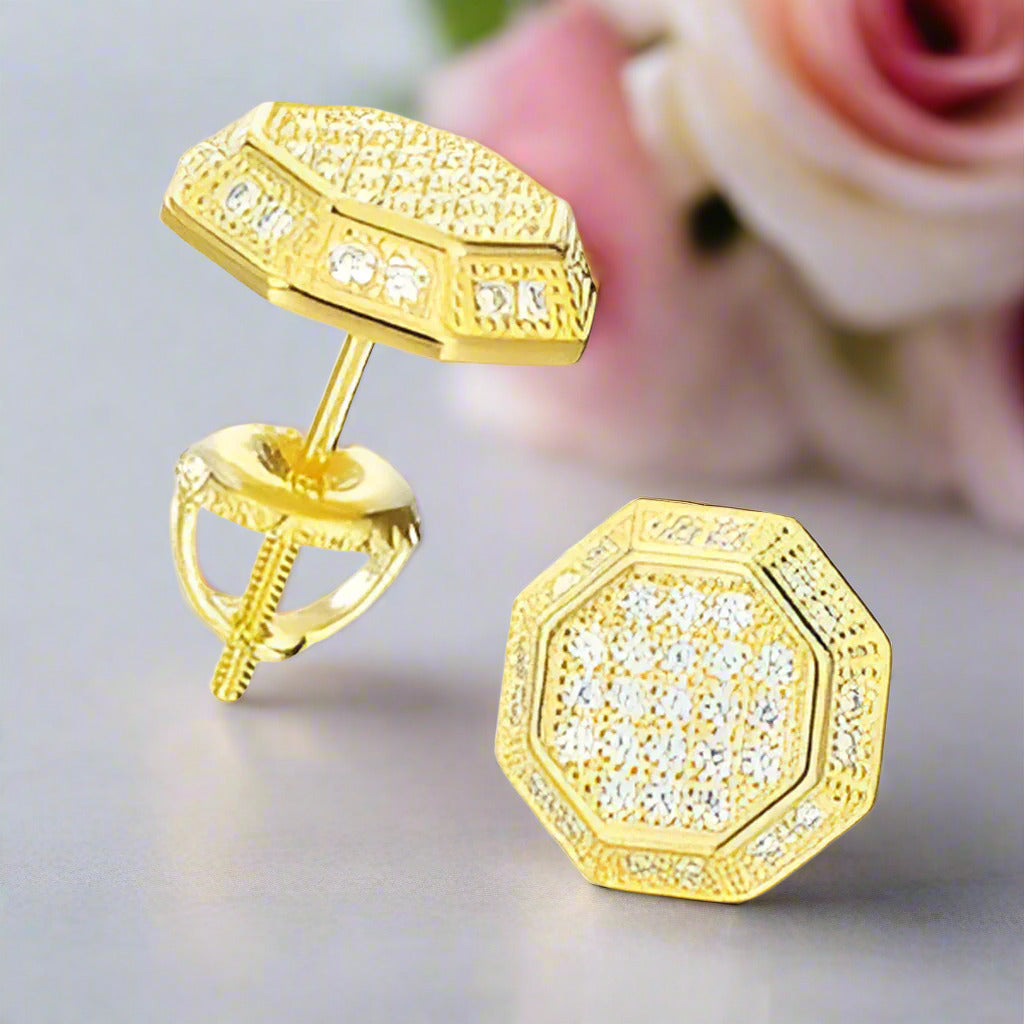 Diamond Octagon Shaped Stud Earrings-Black Diamonds New York