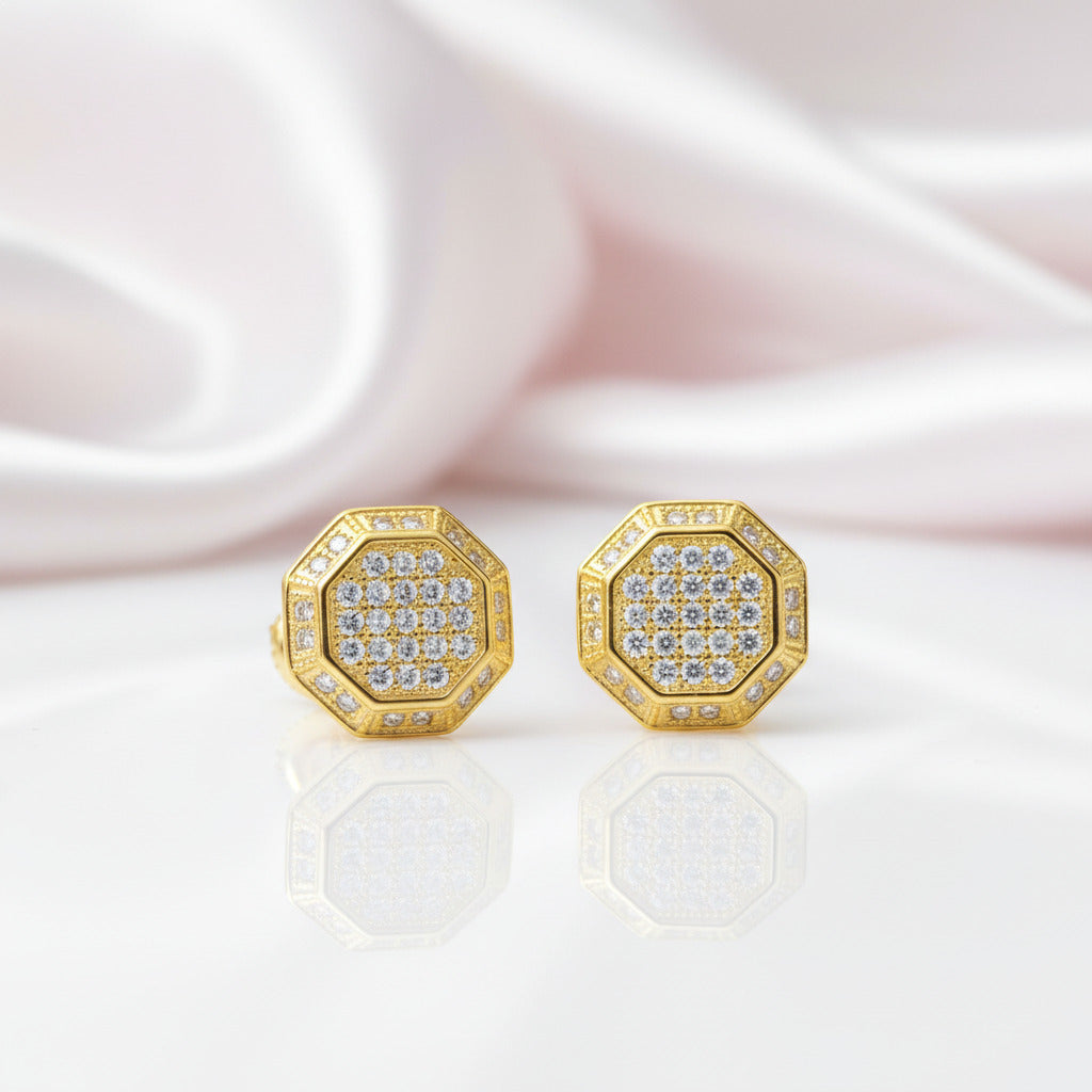 Diamond Option Octagon Shaped Stud Earrings-Black Diamonds New York