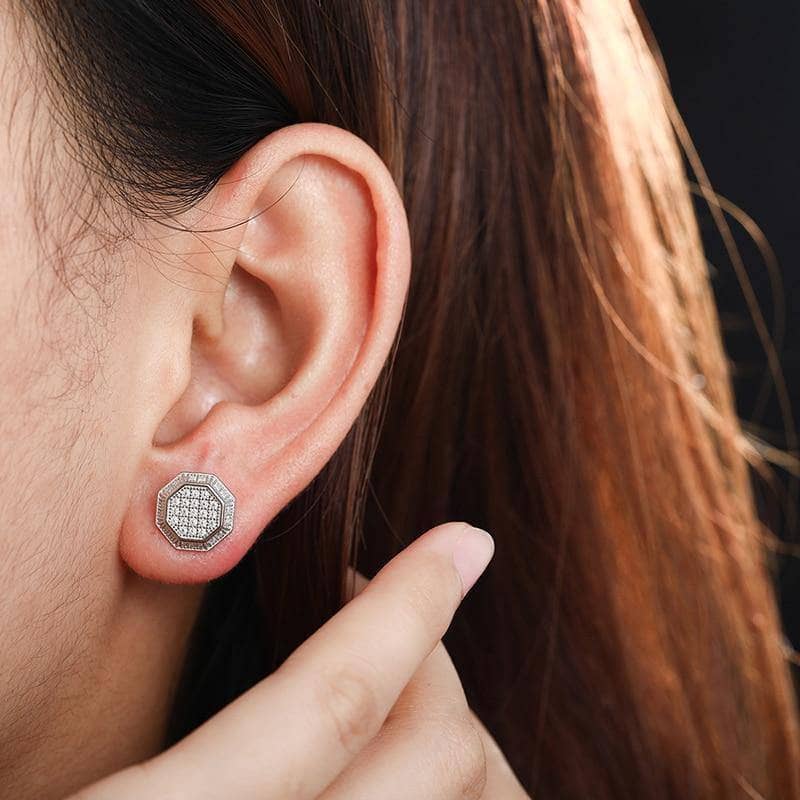Moissanite Octagon Shaped Stud Earrings-Black Diamonds New York