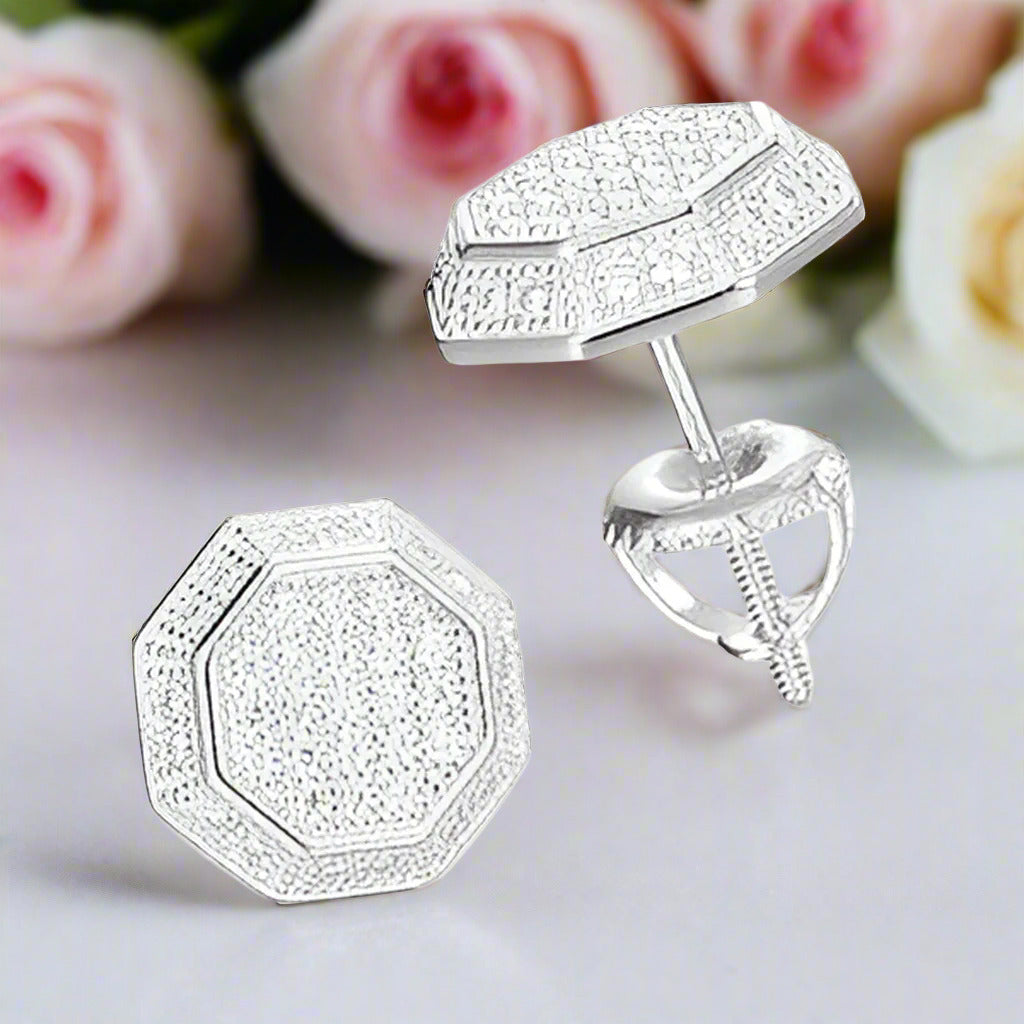 Diamond Octagon Shaped Stud Earrings-Black Diamonds New York