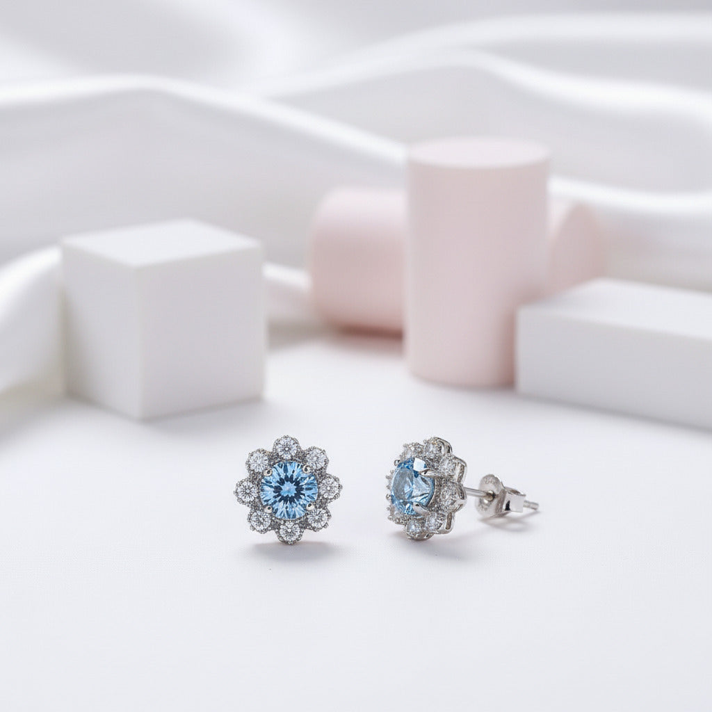 Diamond Romantic Snowflake Stud Earrings-Black Diamonds New York