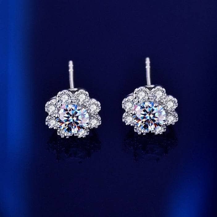 Moissanite Romantic Snowflake Stud Earrings-Black Diamonds New York