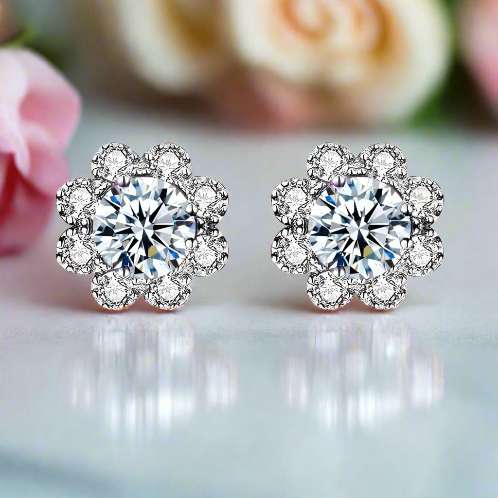 Diamond Romantic Snowflake Stud Earrings-Black Diamonds New York