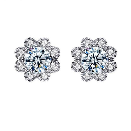 Moissanite Romantic Snowflake Stud Earrings-Black Diamonds New York