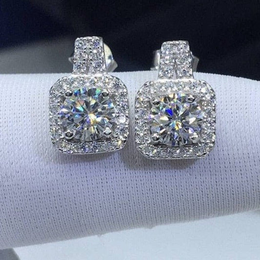 Moissanite Square Drop Earrings-Black Diamonds New York