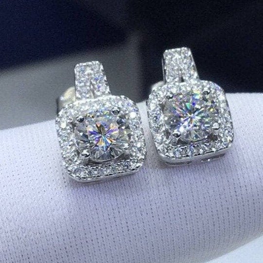 Moissanite Square Drop Earrings - Black Diamonds New York