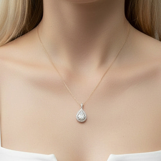 2.0 Ct Diamond Option Water Drop Shaped Pendant Necklace-Black Diamonds New York