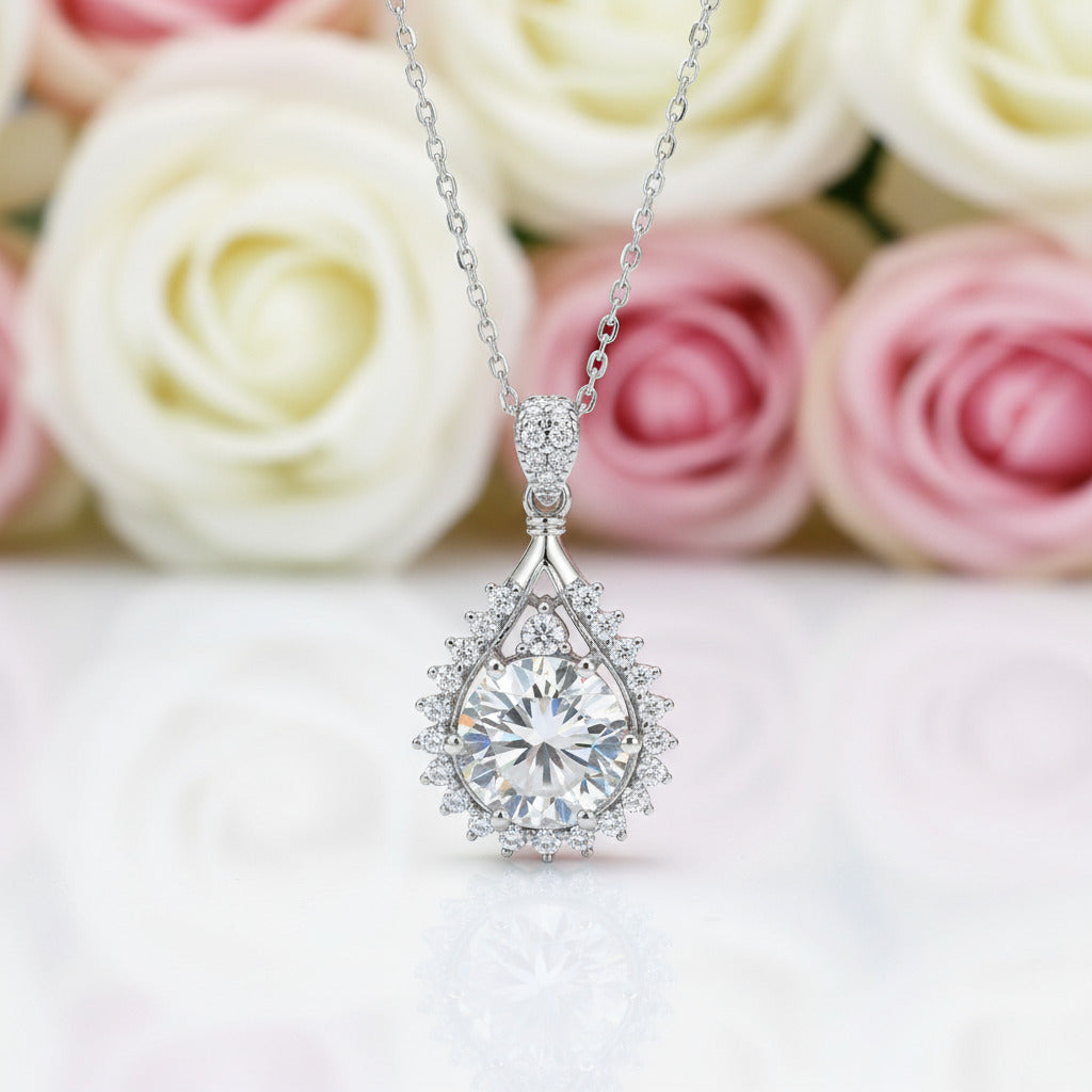 2.0 Ct Diamond Water Drop Shaped Pendant Necklace-Black Diamonds New York