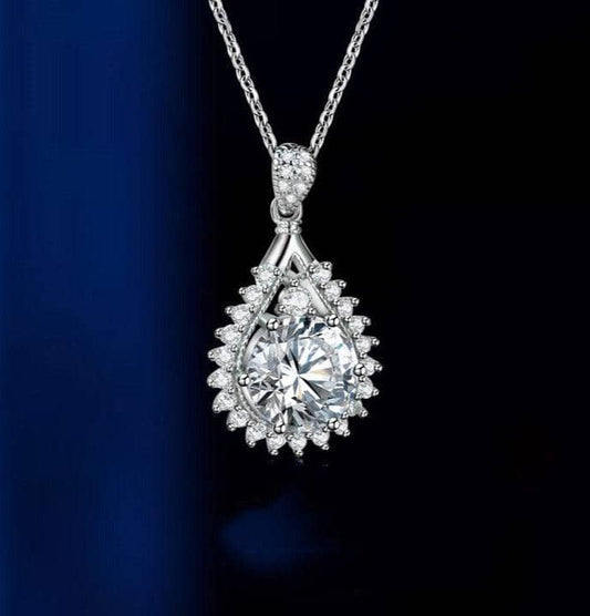 Diamond Water Drop Shaped Pendant Necklace-Black Diamonds New York