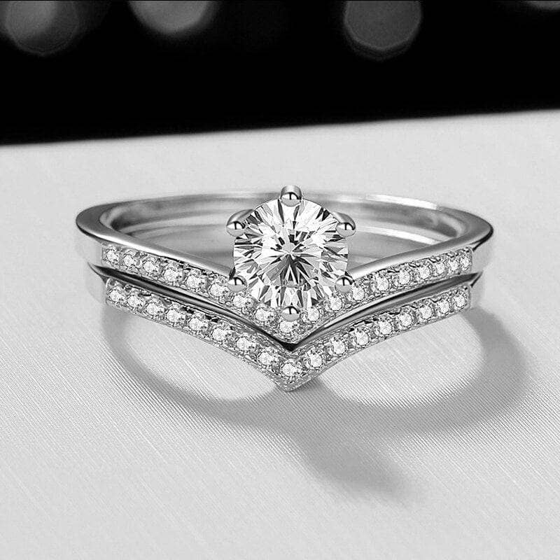 Moissanite Wishbone Wedding Curved Half Eternity Ring Set-Black Diamonds New York
