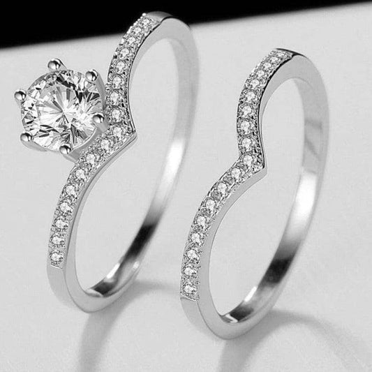 Moissanite Wishbone Wedding Curved Half Eternity Ring Set - Black Diamonds New York