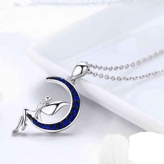 Moon Fairy Design Women's Necklace-Black Diamonds New York