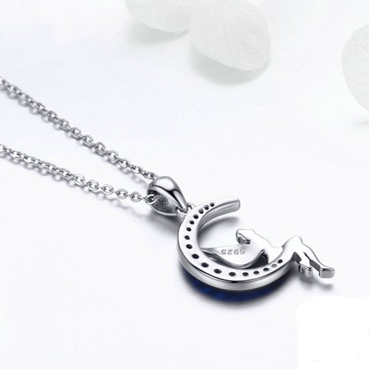 Moon Fairy Design Women's Necklace-Black Diamonds New York