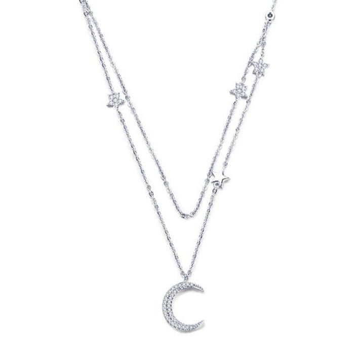 Moon & Star Double Layers Necklace