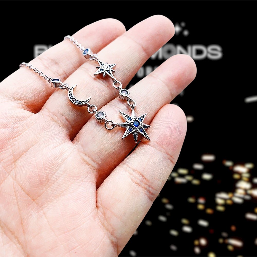 Moon & Star European Style Link Chain Necklace