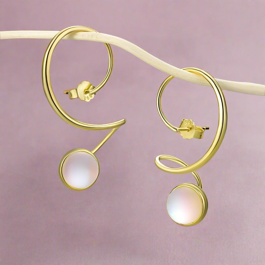 Moonstone Dangle Earrings-Black Diamonds New York