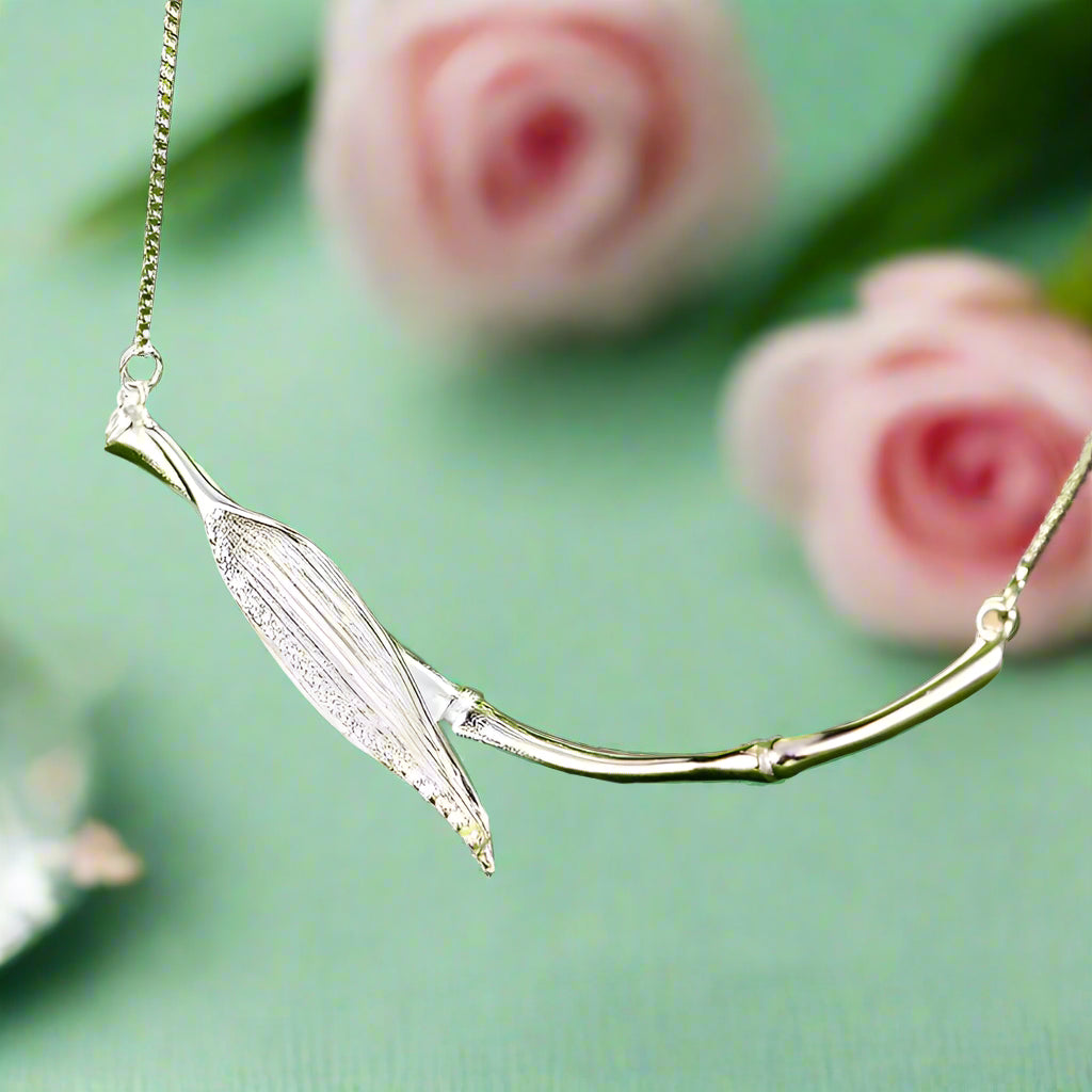 Morning Dew on Bamboo Leaf Necklace-Black Diamonds New York