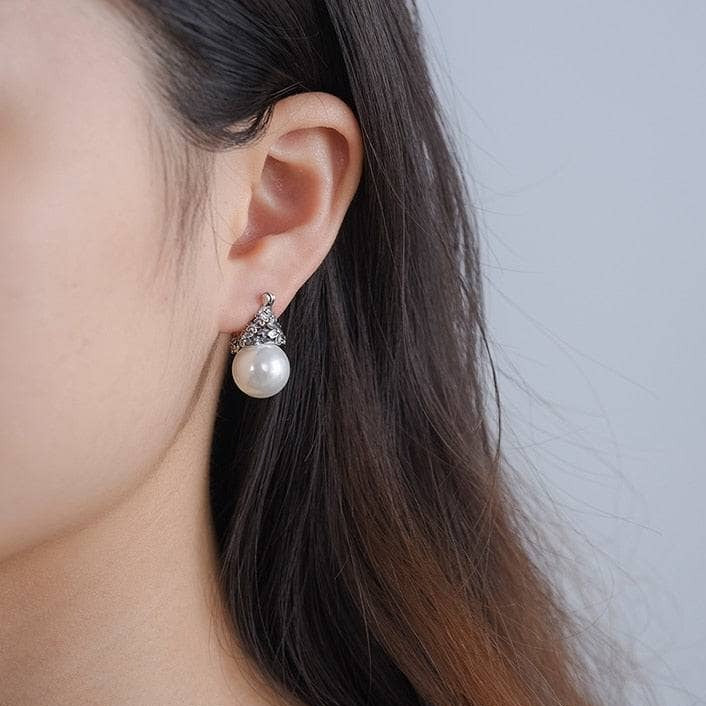 Mother of Pearl Forget-Me-Not Flower Drop Earrings-Black Diamonds New York