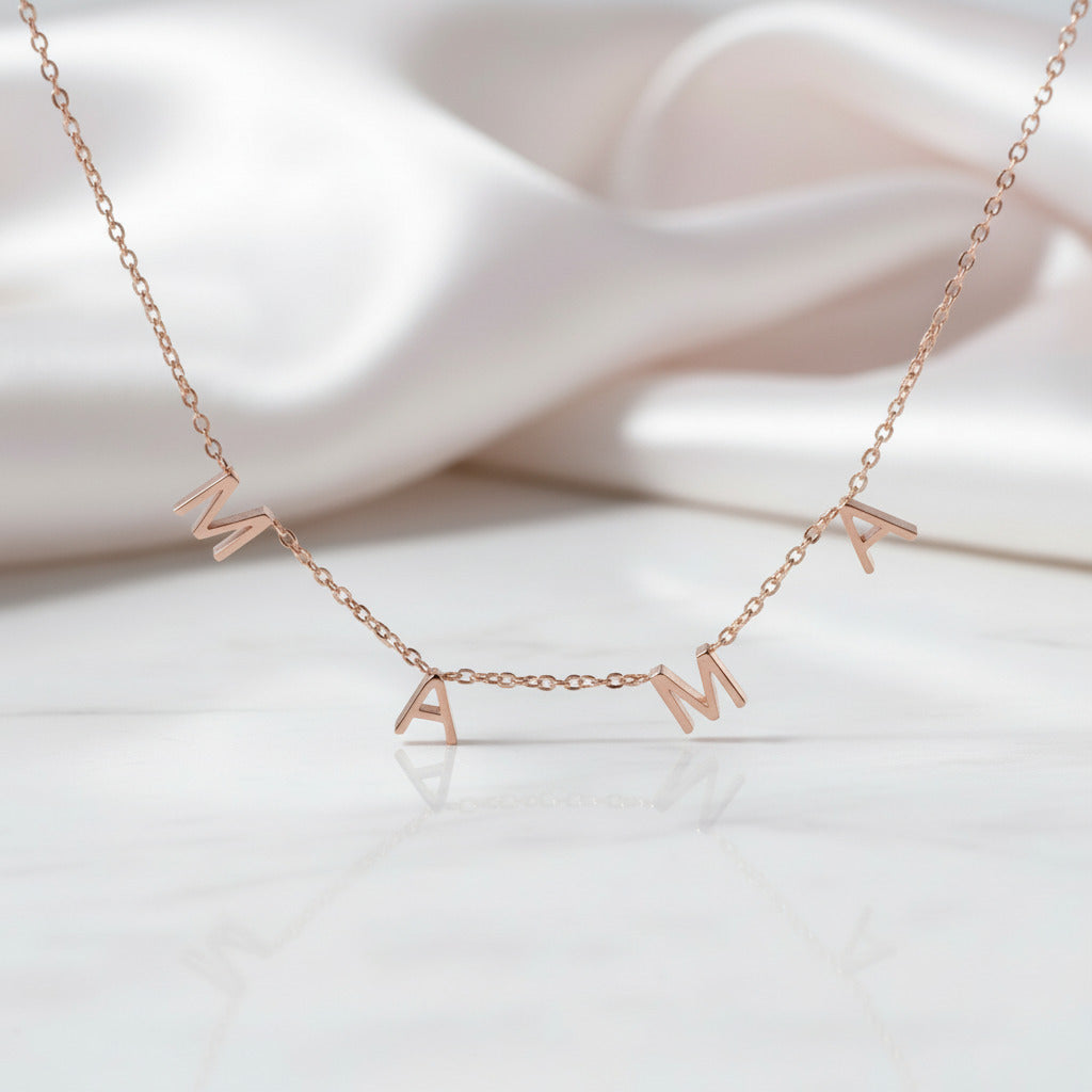 Mother's Day Mama Letter Pendant Necklace-Black Diamonds New York